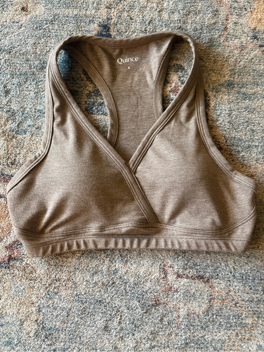 Quince Women's Ultra-Soft V-Neck Racerback Bra - Small